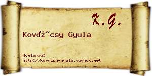 Kovácsy Gyula névjegykártya